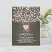 Invitation bocal de mason à fleurs rustique rose nuptiale (Debout devant)