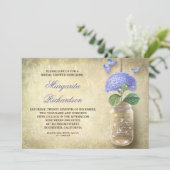 Invitation bocal de mason avec fleurs bleues-invitations de d (Debout devant)