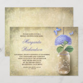 Invitation bocal de mason avec fleurs bleues-invitations de d (Devant / Derrière)