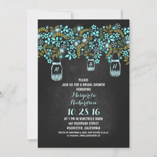 Invitation bocal de mason rustique chalkboard (Devant)