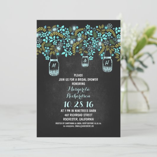 Invitation bocal de mason rustique chalkboard (Debout devant)