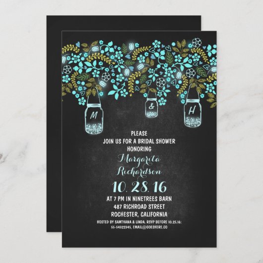 Invitation bocal de mason rustique chalkboard (Devant / Derrière)