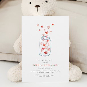 Invitation Bocal Dessiné à la Main avec Cœur Baby Shower Mini