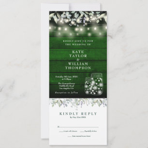 Invitation Bocal en bois floral vert Tout en un mariage