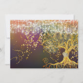 Invitation Bocal en forêt conte de fées mariage violet et or (Dos)