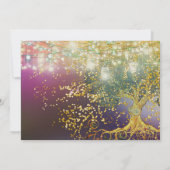 Invitation Bocal en forêt conte de fées mariage violet et or (Dos)