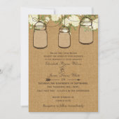 Invitation bocal en ivoire rose burlap mason mariage (Devant)