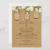 Invitation bocal en ivoire rose burlap mason mariage (Devant)