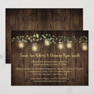 Invitation Bocal en verre Mason avec lumières scintillantes e