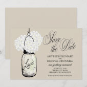 Invitation Bocal en Verre Rustique Hydrangee Économisez la Da (Devant / Derrière)
