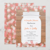 Invitation Bocal Mason Rustique Mariage Lumières Saumon Invit (Devant / Derrière)