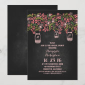 Invitation bocal rose rustique bocal chalkboard (Devant / Derrière)