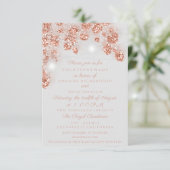 Invitation Bocaux de Lumière de Mariage Rustiques Rose Doré G (Debout devant)