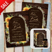 Invitation Boda de Girasoles de Madera Rústica Bilingüe