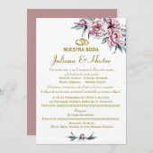 INVITATION BODA DE NUESTRA DE ROSE FLORALE (Devant / Derrière)