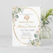 Invitation Boda de oro con boho blanco (Debout devant)