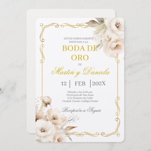 Invitation Boda de oro con flanca (Devant / Derrière)