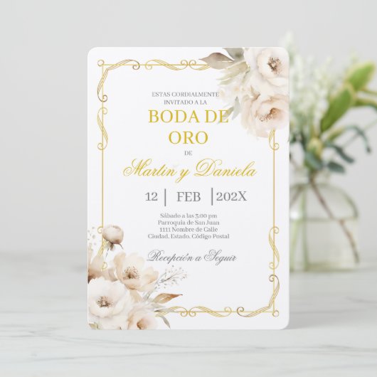 Invitation Boda de oro con flanca (Debout devant)