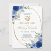 Invitation Boda de oro con flor azul (Devant)