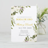 Invitation Boda de Oro con Ramo de flor blanca (Debout devant)