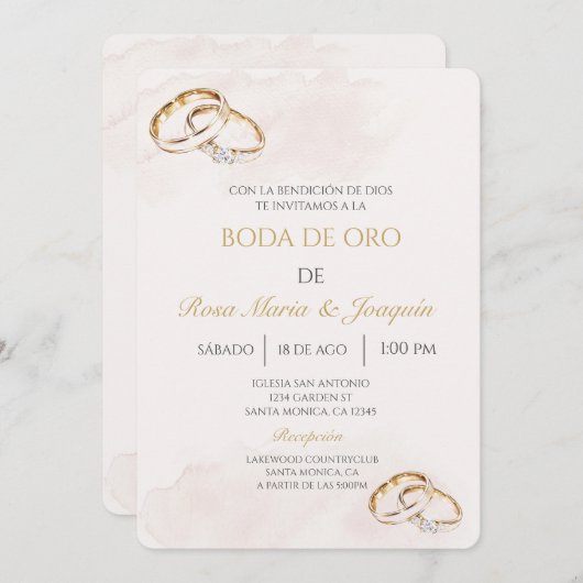 Invitation Boda de oro éditable (Devant / Derrière)