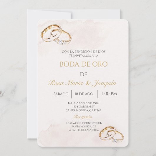 Invitation Boda de oro éditable (Devant)