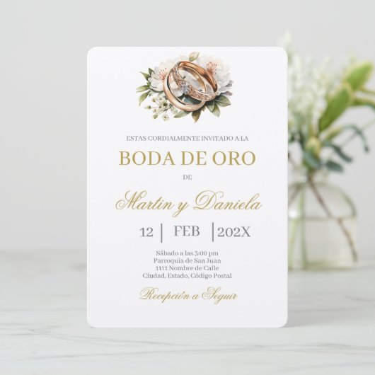 Invitation Boda de oro éditable (Debout devant)