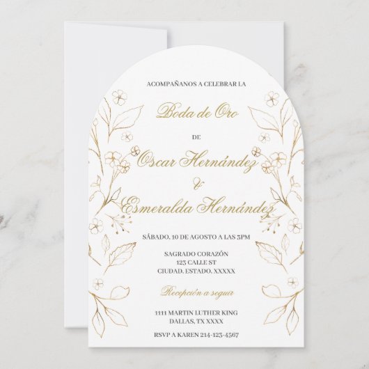 Invitation Boda de oro éditable (Devant)