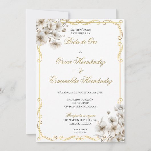 Invitation Boda de oro élégante éditable (Devant)