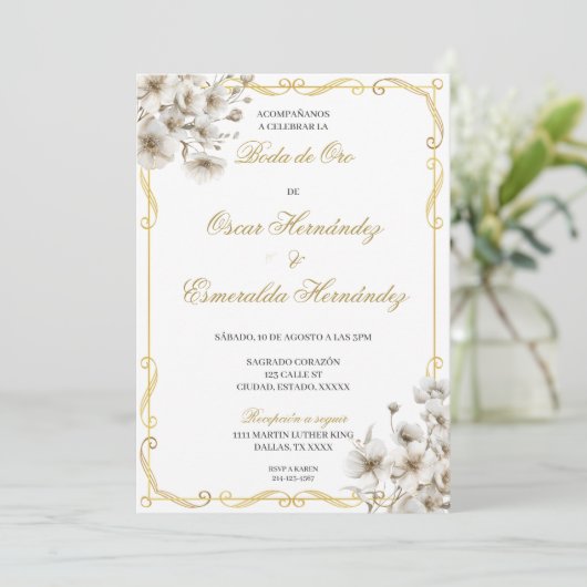 Invitation Boda de oro élégante éditable (Debout devant)