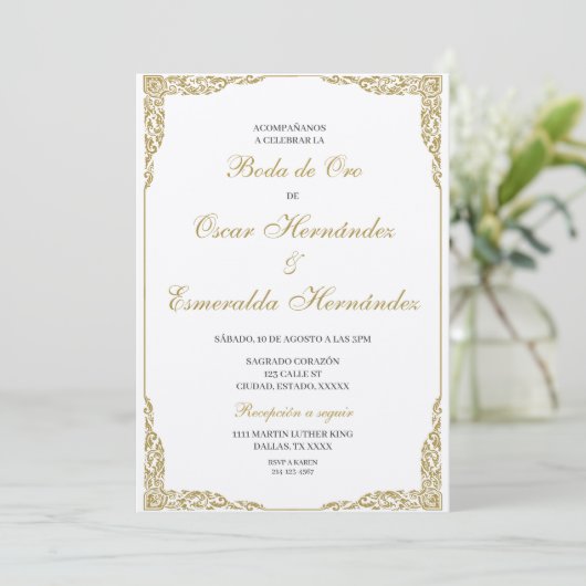 Invitation Boda de oro élégante éditable (Debout devant)