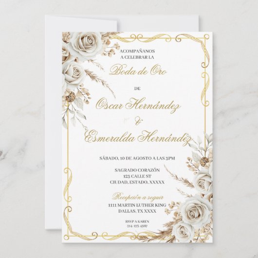 Invitation Boda de oro elegante editable (Devant)