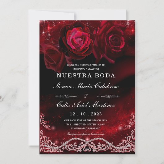 Invitation Boda en Negro, Rojo y Blanco (Devant)