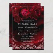 Invitation Boda en Negro, Rojo y Blanco (Devant / Derrière)