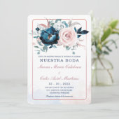 Invitation Boda en oro rosa y azul marino (Debout devant)