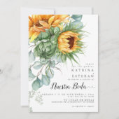 Invitation Boda española rústica de girasoles amarillos (Devant)