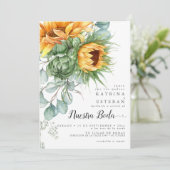 Invitation Boda española rústica de girasoles amarillos (Debout devant)