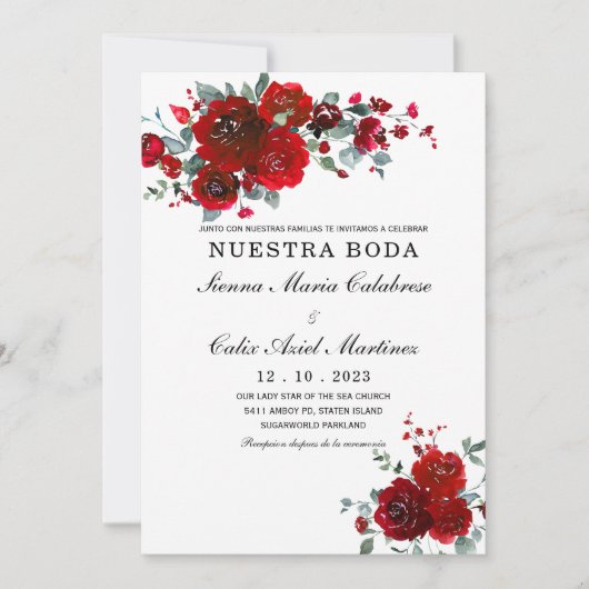 Invitation Boda Negro y Rojo (Devant)