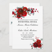 Invitation Boda Negro y Rojo (Devant / Derrière)