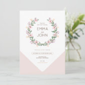 Invitation Boda romántico rosa corona de flores silvestres (Debout devant)