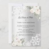 Invitation Bodas de Plata Fleurs Argentées (Devant)