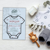 Invitation Body bébé garçon musulman islamique Aqiqah bleu