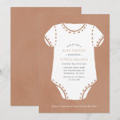 Invitation Bodysuit beige neutre Baby shower minimaliste (Devant / Derrière)