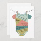 Invitation Bodysuit Color Block Baby shower virtuel par courr (Devant / Derrière)