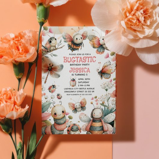 Invitation Bogue - Thème Whimsical Insectes mignonnes Enfants