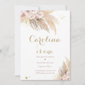 Invitation Bohème 1er anniversaire fête Boho Pampas Grass (Devant)