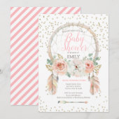 Invitation Bohème Attrape-Rêves Rose Gold (Devant / Derrière)