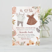 Invitation Bohème Automne Vêtements de bébé Révélation de gen (Debout devant)