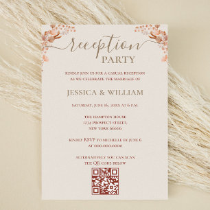 Invitation Bohème avec code QR pour la soirée de réception