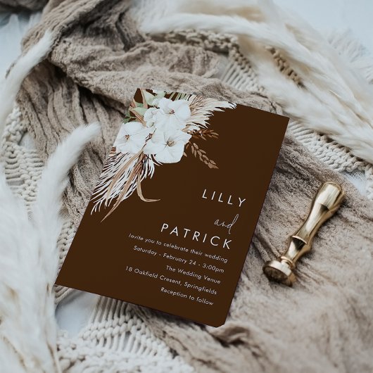 Invitation Bohème Blanc Floral Mariage moderne